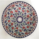 Can Seramik El Yapımı Desenli Iznik Çini Tekli 45 cm Seramik Tezgah Üstü Oval Lavabo Çok Renkli
