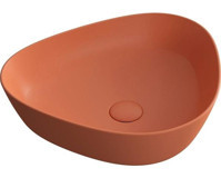 Vitra Plural 7812B477-0016 Üçgen Tekli 47 cm Seramik Tezgah Üstü Çanak Lavabo Mat Terra Rossa
