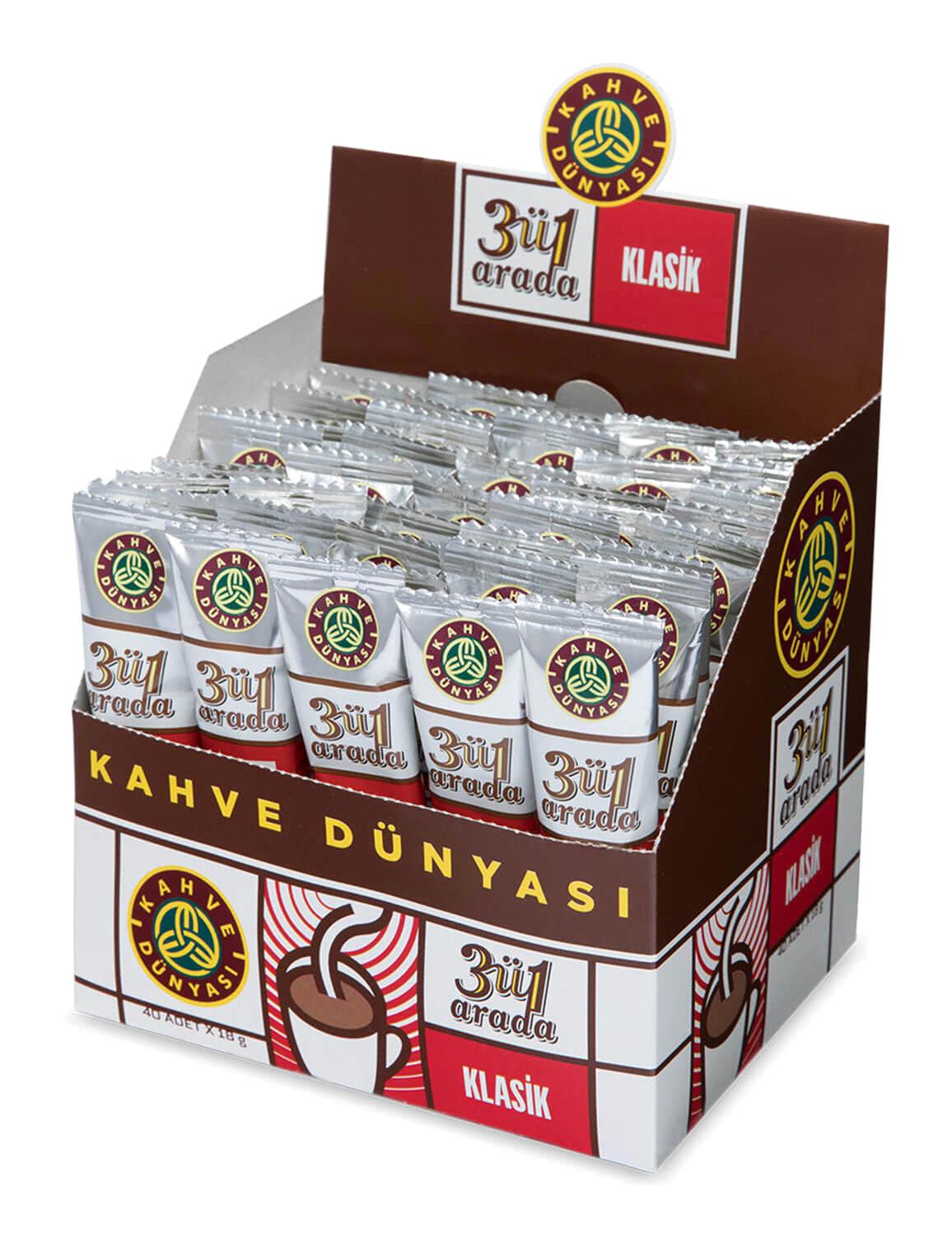 Kahve Dünyası 3'ü 1 Arada Paket Granül Kahve 40x18 gr