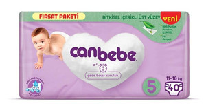 Canbebe 5 Numara Bantlı Bebek Bezi 40 Adet