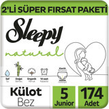 Sleepy Natural 5 Numara Organik Külot Bebek Bezi 174 Adet