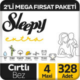 Sleepy Extra 4 Numara Organik Cırtlı Bebek Bezi 328 Adet