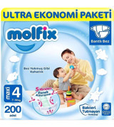 Molfix Ultra Fırsat Paketi 4 Numara Bantlı Bebek Bezi 200 adet