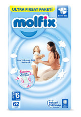Molfix Ultra Fırsat Paketi 6 Numara Bantlı Bebek Bezi 62 Adet