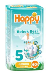 Happy 5 Numara Bantlı Bebek Bezi 40 Adet