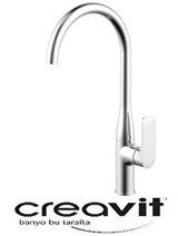 Creavit Fy8500 Faye Lüx Kuğu Çift Girişli Aç Kapa Eviye Bataryası Gümüş