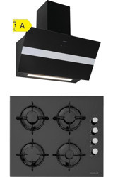 Silverline CS5349B01 - 3472 Bold 60 Doğalgazlı Cam Klasik Ankastre Ocak 2'li Ankastre Set Siyah