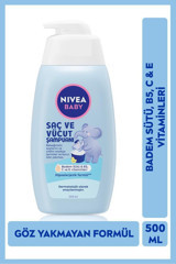 Nivea Baby Göz Yakmayan Hipoalerjenik Yenidoğan Hassas Ciltler Badem Sütü Bebek Şampuanı 500 ml