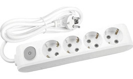 Avarson 3x1.5 TTR 3500 W Topraklı Anahtarlı 4'lü 6 m Uzatma Kablosu Beyaz