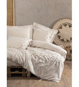 Cotton Box Arie Pamuklu 4 Mevsim 200 x 220 cm Çarşaflı Desenli Çift Kişilik Nevresim Takımı Beyaz