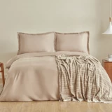Karaca Home Weena Pamuklu 4 Mevsim 200 x 220 cm Çarşaflı Düz Çift Kişilik Nevresim Takımı Bej