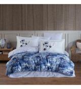 Hobby Premium Deluxe Saten 4 Mevsim 200 x 220 cm Çarşaflı Desenli Çift Kişilik Nevresim Takımı Mavi