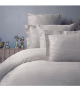 Maxstyle Saten 4 Mevsim 200 x 220 cm Çarşaflı Çizgili Çift Kişilik Nevresim Takımı Gri