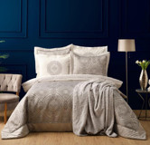 Karaca Home Murano Pamuklu 4 Mevsim 200 x 220 cm Çarşaflı Desenli Çift Kişilik Nevresim Takımı Gümüş