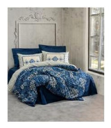 Cotton Box Stasya Saten 4 Mevsim 200 x 220 cm Çarşaflı Desenli Çift Kişilik Nevresim Takımı Lacivert