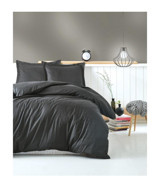 Cotton Box Elegant Stipe Saten 4 Mevsim 200 x 220 cm Çarşaflı Desenli Çift Kişilik Nevresim Takımı Antrasit
