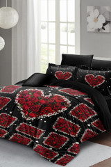 Monohome Black Roses 3d Pamuk Saten 4 Mevsim 200 x 220 cm Çarşaflı Desenli Çift Kişilik Nevresim Takımı Çok Renkli