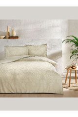 Taç Herta Saten 4 Mevsim 200 x 220 cm Çarşaflı Desenli Çift Kişilik Nevresim Takımı Bej