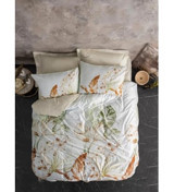 Cotton Luster Saten 4 Mevsim 200 x 220 cm Çarşaflı Desenli Çift Kişilik Nevresim Takımı Bej
