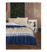 Cotton Box Blueline Flanel 4 Mevsim 200 x 220 cm Çarşaflı Desenli Çift Kişilik Nevresim Takımı Lacivert