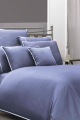 Sarev Sartoria Saten 4 Mevsim 200 x 220 cm Çarşaflı Düz Çift Kişilik Nevresim Takımı Mavi