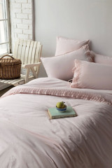 İssimo Home Daisy Pamuklu 4 Mevsim 200 x 220 cm Çarşaflı Dantelli Çift Kişilik Nevresim Takımı Pembe