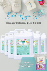 Green Clean Bitkisel 5x6000 ml Sıvı Bebek Deterjanı + Bebek Temizleme Pamuğu