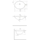 Turkuaz Seramik Hilton Retro Tekli 48 cm Seramik Tezgah Altı Oval Lavabo Krem