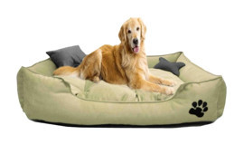 Mavi Vitrin Ultrasoft Yıkanabilir Büyük Irk İç Mekan Köpek Yatağı Bej