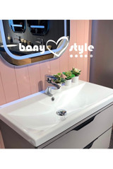 Turkuaz Seramik Elite Klasik Tekli 80 cm Seramik Tezgah Üstü Dikdörtgen Lavabo Beyaz