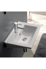 Turkuaz Seramik Arte Klasik Tekli 55 cm Seramik Tezgah Üstü Dikdörtgen Lavabo Beyaz