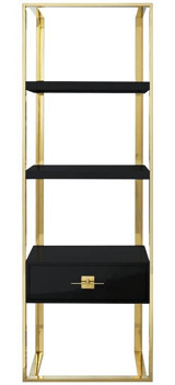Rihanna 5 Bölmeli Çekmeceli 4 Raflı Metal 180 cm Gold - Siyah