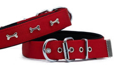 Doggie Comfort L Kemik İşlemeli Ayarlanabilir Boyun Köpek Tasması Kırmızı