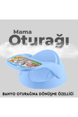 Ayvella 20 kg Kapasiteli Tekerleksiz Tepsili Portatif Mama Sandalyesi Mavi