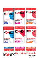Kotex Ultra Orta 16'lı+18'li+24'lü Hijyenik Ped 6 Adet