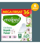 Molped Pure Soft Organik Antialerjik İnce 36'lı Hijyenik Ped 6 Adet