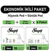 Sleepy Natural Organik Antialerjik İnce 18'li+32'li Hijyenik Ped 6 Adet