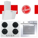 Hoover HDG6C1GWTK + HVW6MW + HOT3051WI Dokunmatik Doğalgazlı Cam Klasik Set Üstü Davlumbaz 3'lü Ankastre Set Beyaz