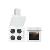 Esty 3462W01 -ACO5601W01 - AEF6601W03 Turbolu Doğalgazlı Cam Klasik Set Üstü Davlumbaz 3'lü Ankastre Set Beyaz