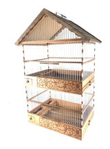 Naturbird Dublex Çatılı Dikdörtgen Ahşap Muhabbet Kuşu Kafesi Kahve