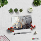 Decorita Temperli Cam Orta Gri Tekli Kesme Tahtası