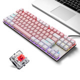 Funien K87 İngilizce Q RGB 87 Tuşlu Red Switch Kablolu Beyaz - Pembe Mekanik Gaming Klavye