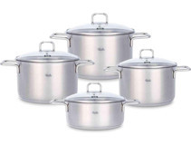 Fissler Hamburg 4 Parça Cam Kapaklı Çelik Saplı Çelik Tencere Seti