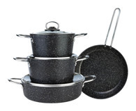 Karaca Cookplus 7 Parça Cam Kapaklı Çelik Saplı Granit Tencere Seti