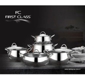 First Class Delux 10 Parça Cam Kapaklı Çelik Saplı Çelik Tencere Seti