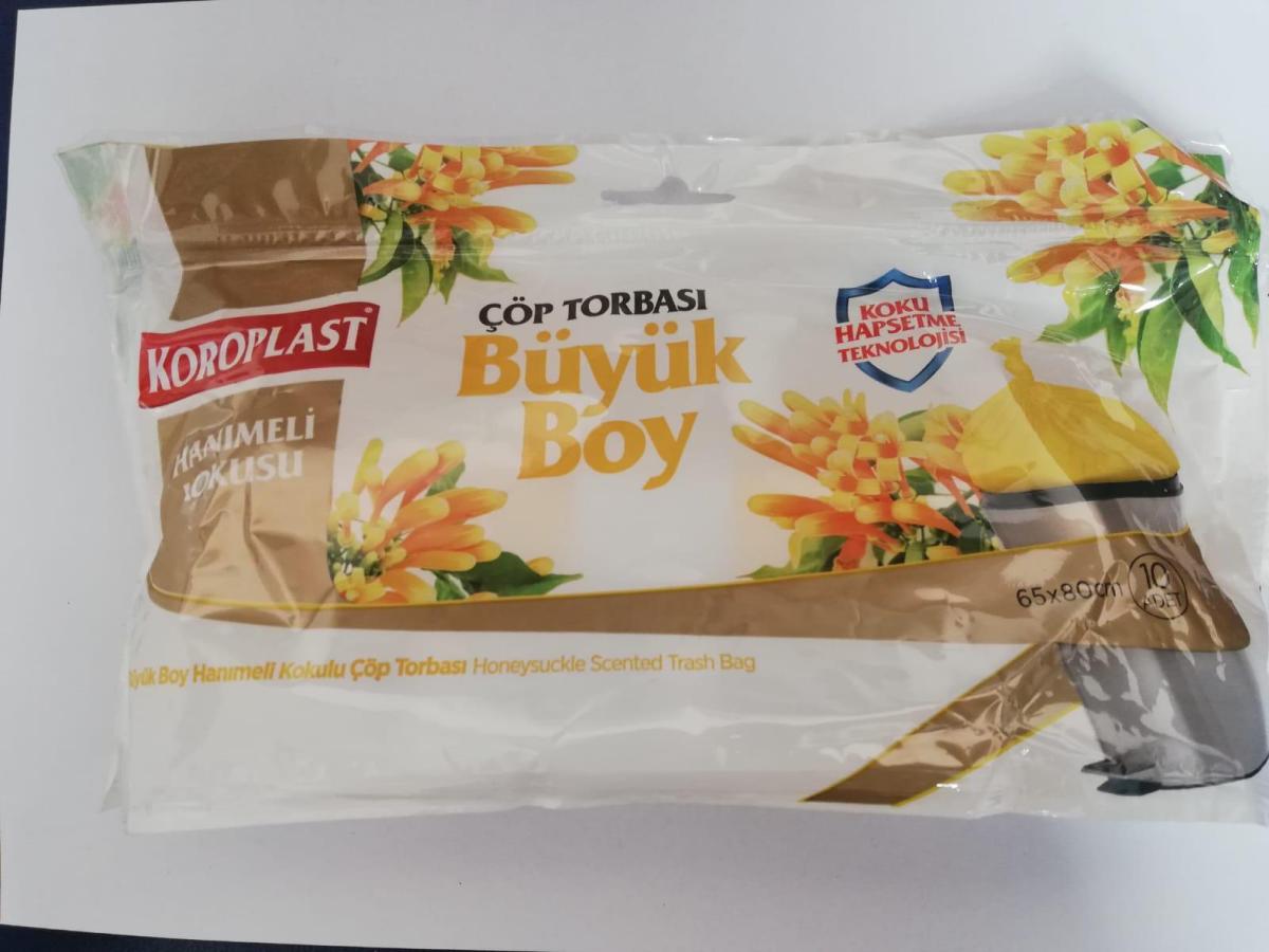 Koroplast Hanımeli Kokulu Büyük Boy 65x80 cm Çöp Poşeti 10 Adet Sarı