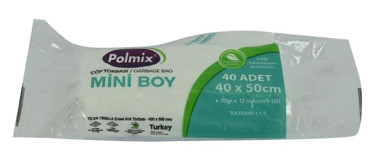 Polmix Şeffaf Mini Boy 40x50 cm Çöp Poşeti 40x10 Adet Şeffaf