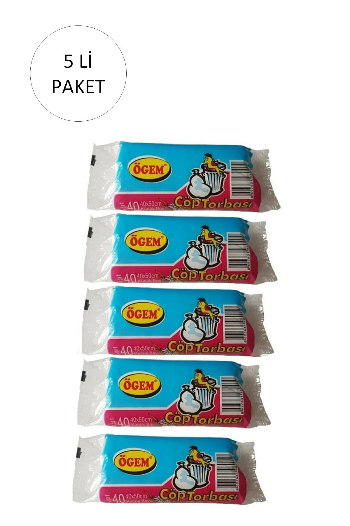 Ögem Şeffaf Küçük Boy 40x50 cm Çöp Poşeti 5x40 Adet Beyaz