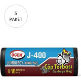 Ögem J-400 Jumbo Boy 80x110 cm Çöp Poşeti 10x5 Adet Siyah