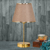 Star Şeritli Kumaş Gold Tekli Metal Abajur